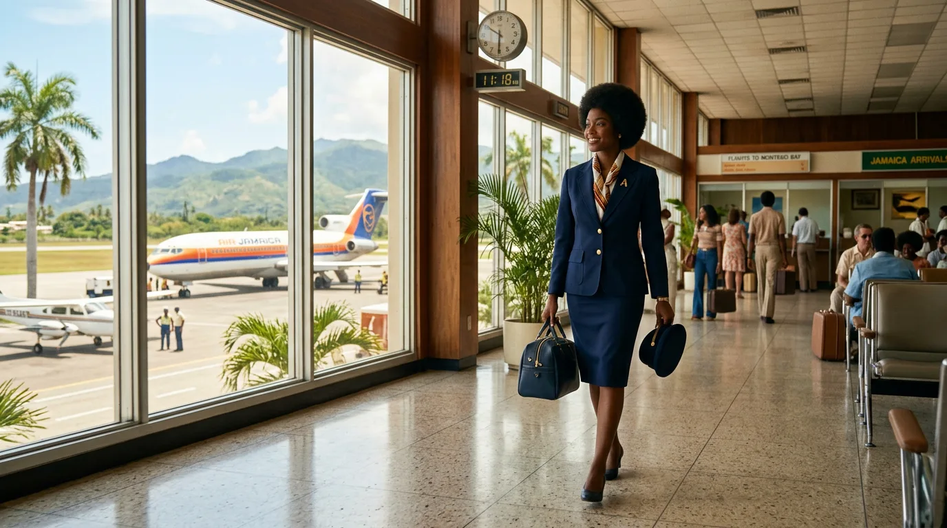 A nostalgic scene evoking the golden age of Air Jamaica