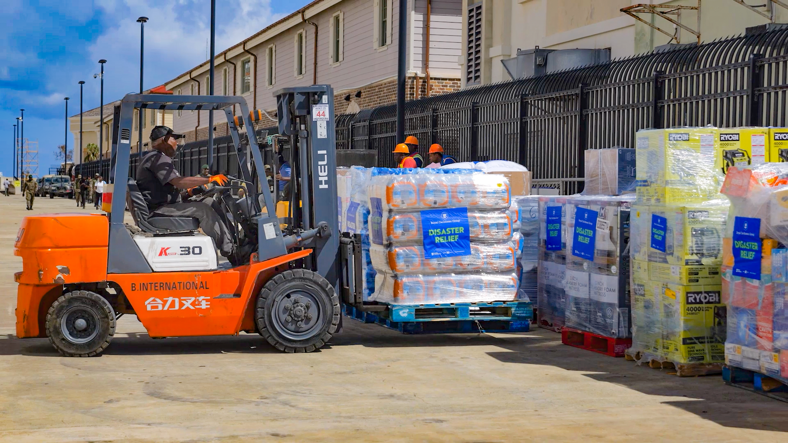 A new water filtration system being installed in a Jamaican community